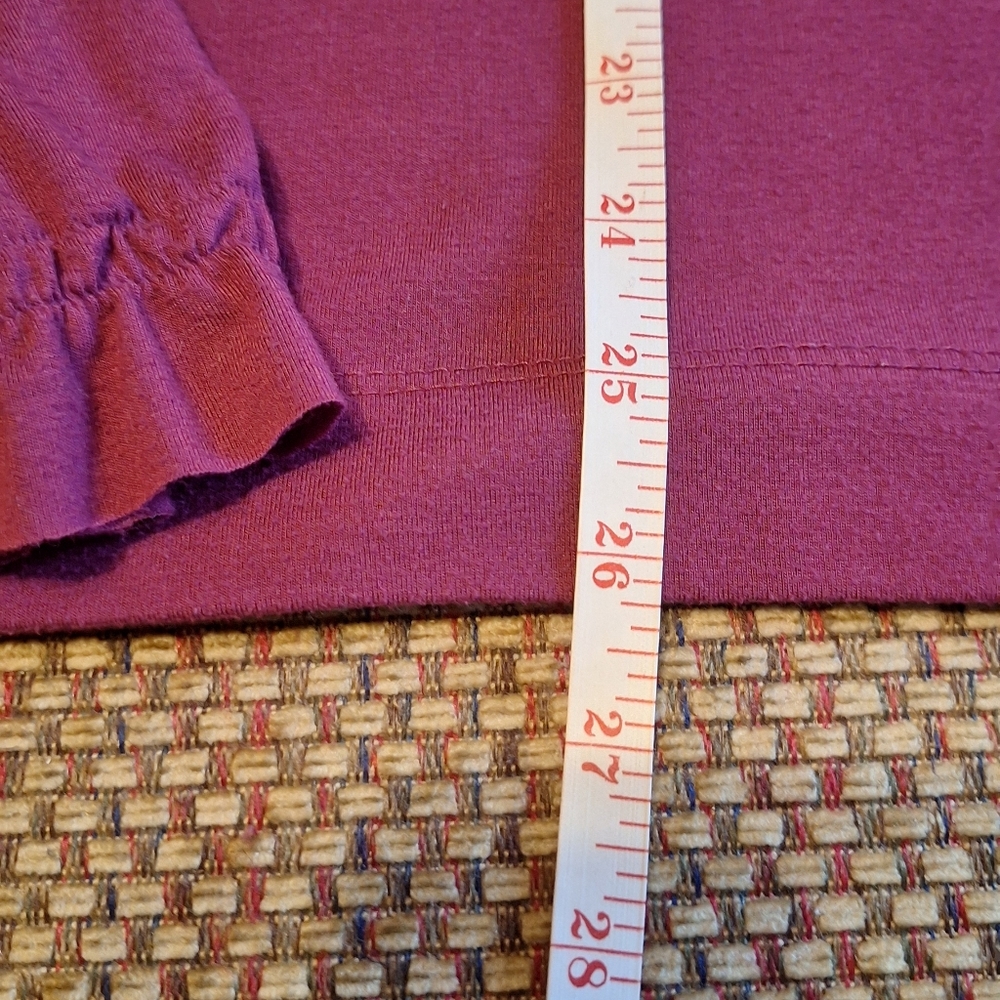 Women's Ruffled V-Neck Top - Burgundy - Picture 8 of 9